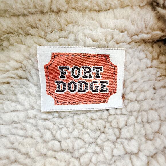 VTG 70s Fort Dodge Ranch Jacket Mens L Brown Sherpa Lining Western Boho Indie - Picture 2 of 10